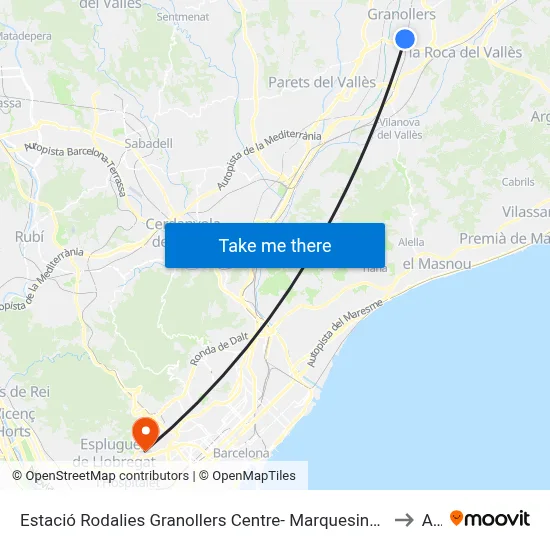 Estació Rodalies Granollers Centre- Marquesina C to A1 map
