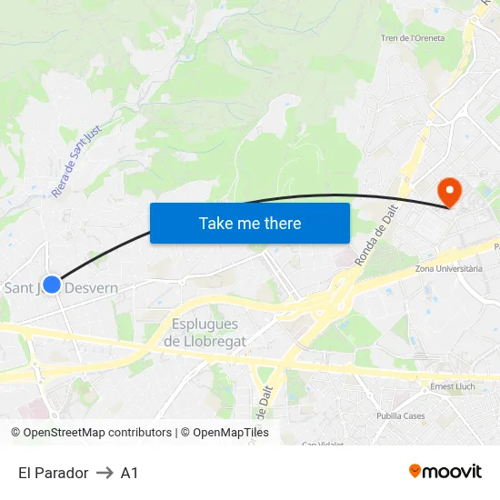 El Parador to A1 map