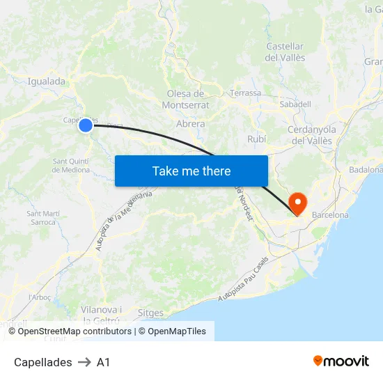 Capellades to A1 map