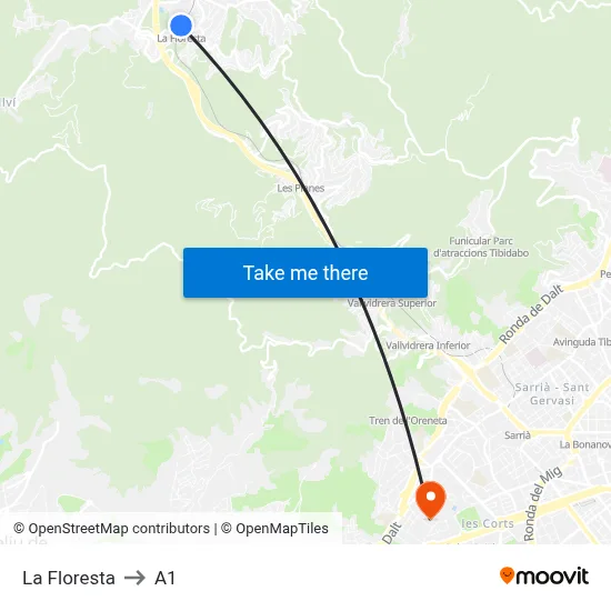 La Floresta to A1 map