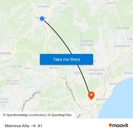 Manresa-Alta to A1 map