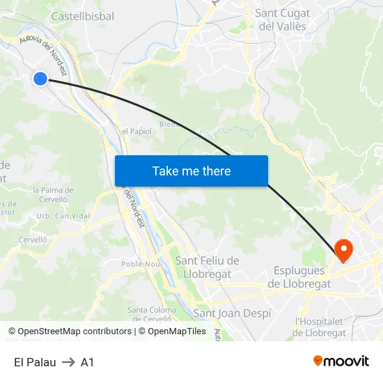 El Palau to A1 map
