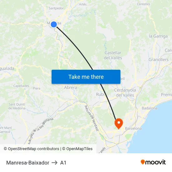 Manresa-Baixador to A1 map