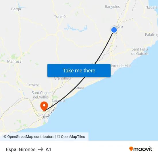 Espai Gironès to A1 map