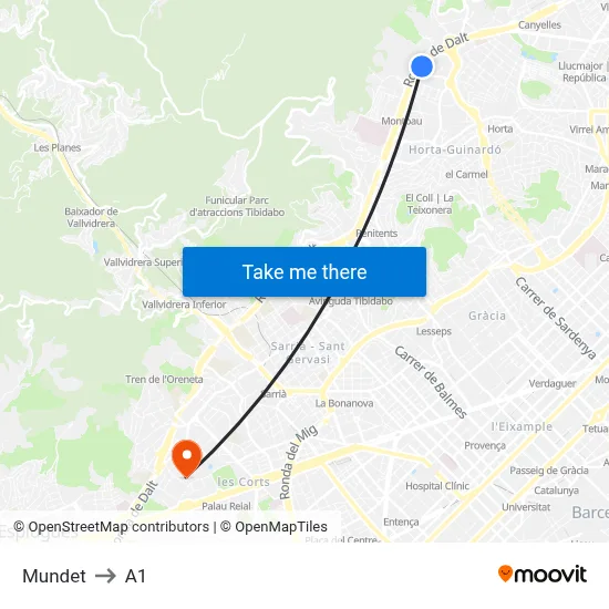 Mundet to A1 map