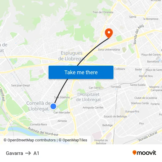 Gavarra to A1 map