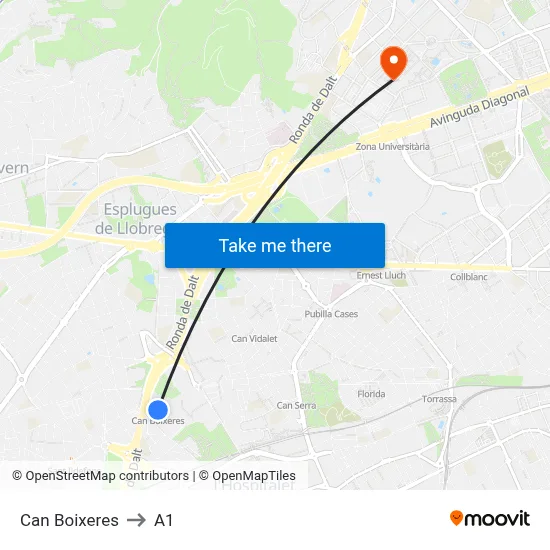 Can Boixeres to A1 map