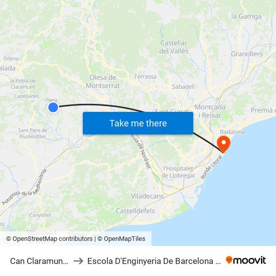 Can Claramunt 1 to Escola D'Enginyeria De Barcelona Est map