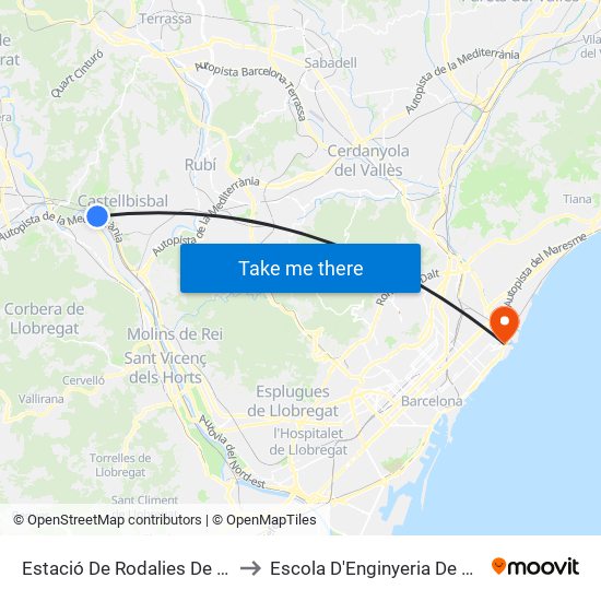 Estació De Rodalies De Castellbisbal to Escola D'Enginyeria De Barcelona Est map