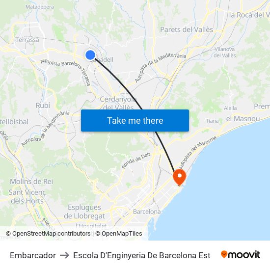 Embarcador to Escola D'Enginyeria De Barcelona Est map