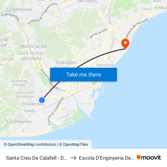 Santa Creu De Calafell - Dr. Josep Castells to Escola D'Enginyeria De Barcelona Est map
