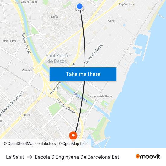 La Salut to Escola D'Enginyeria De Barcelona Est map