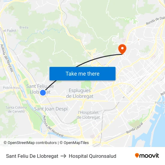 Sant Feliu De Llobregat to Hospital Quironsalud map