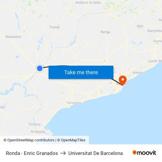 Ronda - Enric Granados to Universitat De Barcelona map