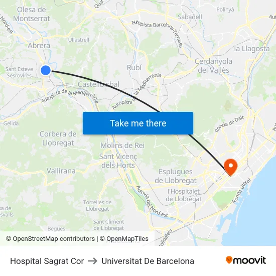 Hospital Sagrat Cor to Universitat De Barcelona map