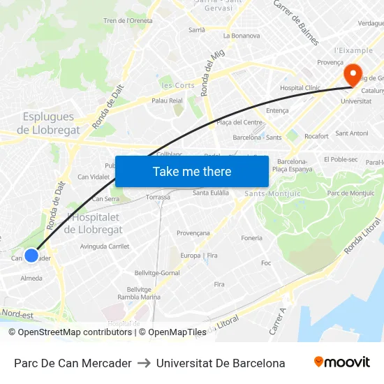 Parc De Can Mercader to Universitat De Barcelona map