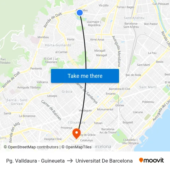 Pg. Valldaura - Guineueta to Universitat De Barcelona map