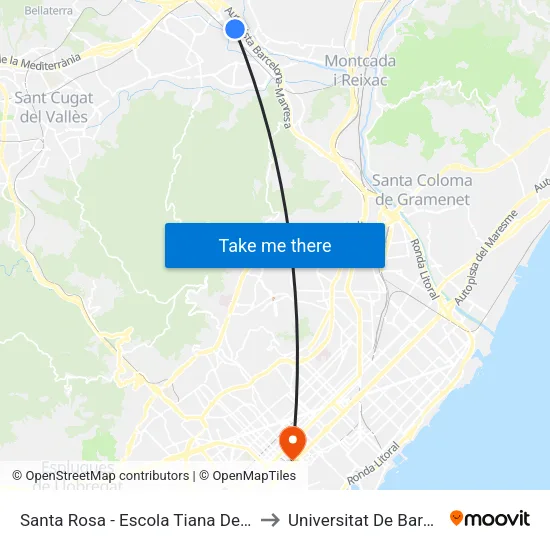Santa Rosa - Escola Tiana De La Riba to Universitat De Barcelona map
