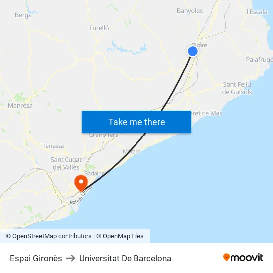 Espai Gironès to Universitat De Barcelona map