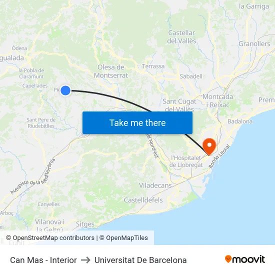 Can Mas - Interior to Universitat De Barcelona map