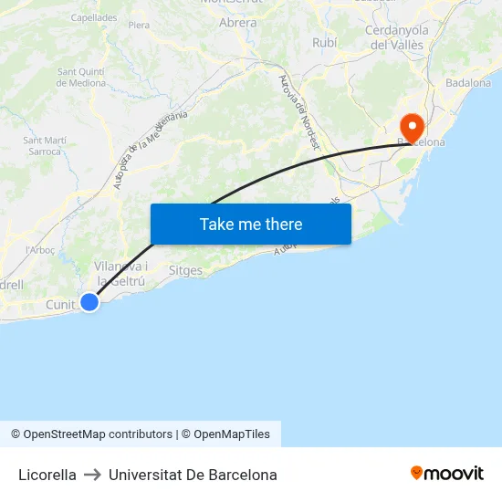 Licorella to Universitat De Barcelona map
