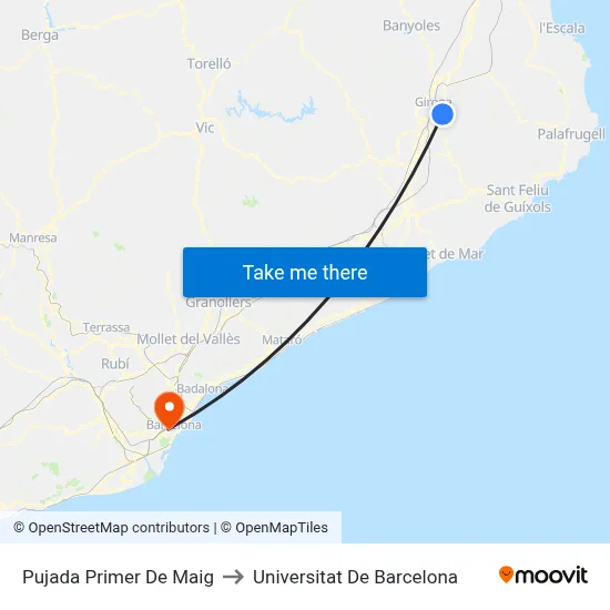 Pujada Primer De Maig to Universitat De Barcelona map