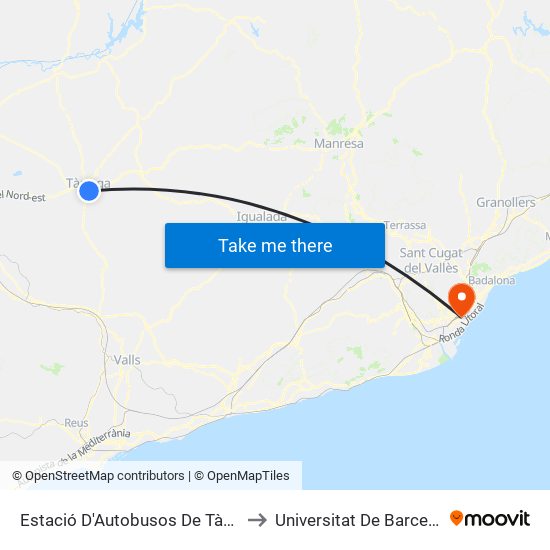 Estació D'Autobusos De Tàrrega to Universitat De Barcelona map