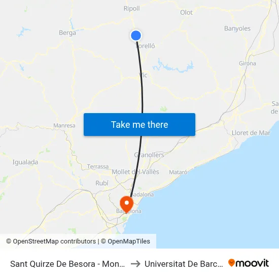 Sant Quirze De Besora - Montesquiu to Universitat De Barcelona map
