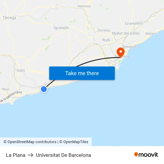 La Plana to Universitat De Barcelona map