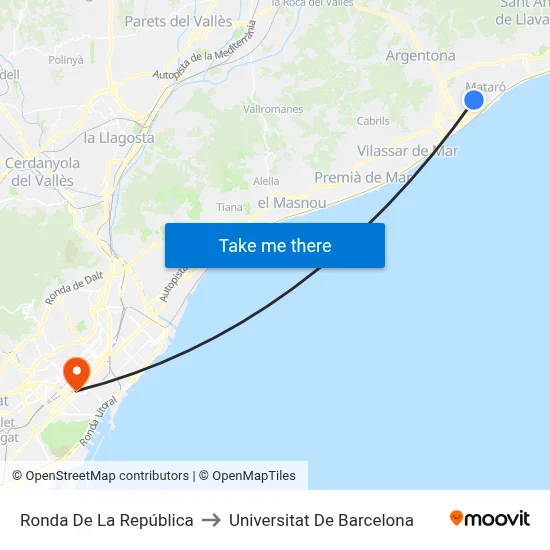 Ronda De La República to Universitat De Barcelona map