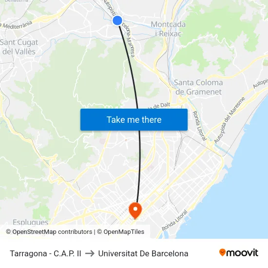 C.A.P. Cerdanyola-Ripollet to Universitat De Barcelona map
