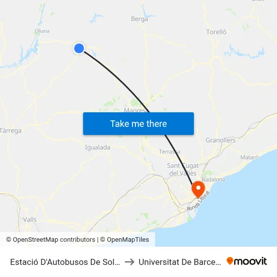 Estació D'Autobusos De Solsona to Universitat De Barcelona map