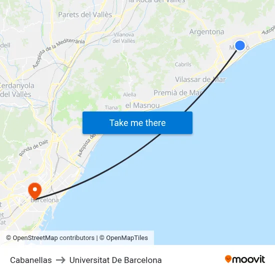 Cabanellas to Universitat De Barcelona map