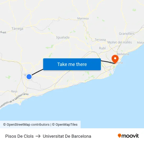 Pisos De Clols to Universitat De Barcelona map