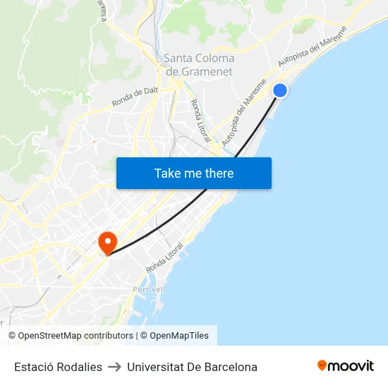 Estació Rodalies to Universitat De Barcelona map