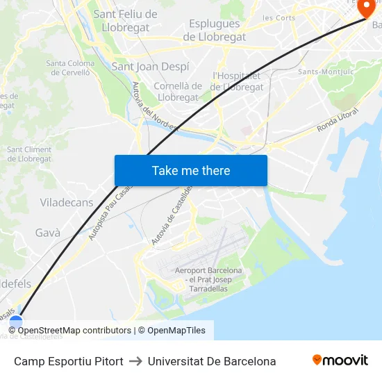 Camp Esportiu Pitort to Universitat De Barcelona map