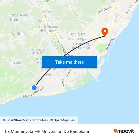 La Muntanyeta to Universitat De Barcelona map
