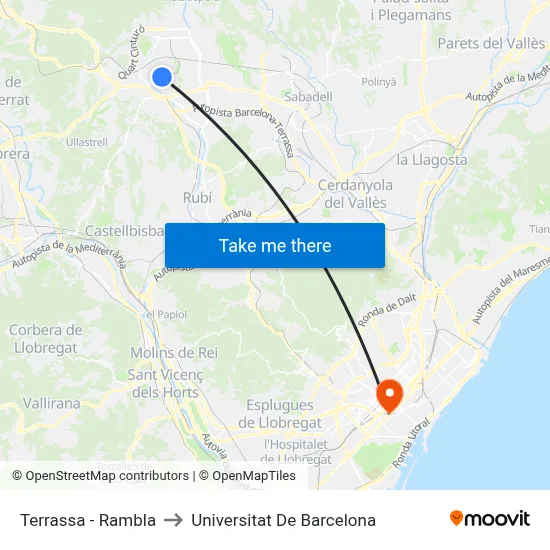Terrassa - Rambla to Universitat De Barcelona map