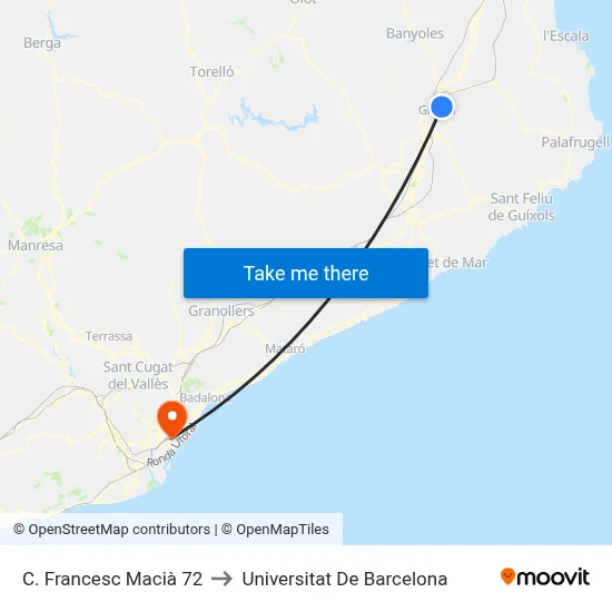 C. Francesc Macià  72 to Universitat De Barcelona map