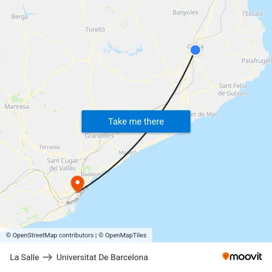 La Salle to Universitat De Barcelona map