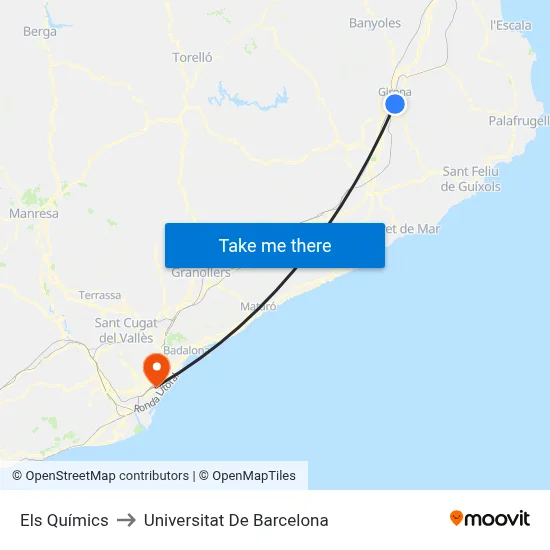 Els Químics to Universitat De Barcelona map