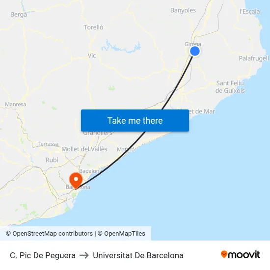 C. Pic De Peguera to Universitat De Barcelona map