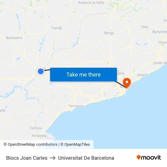 Blocs Joan Carles to Universitat De Barcelona map