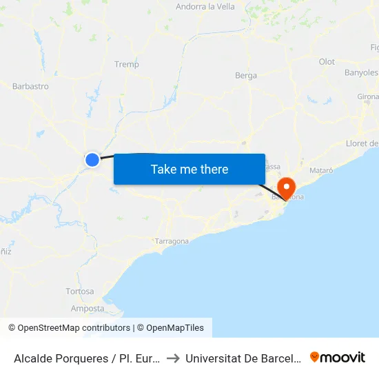 Alcalde Porqueres / Pl. Europa to Universitat De Barcelona map