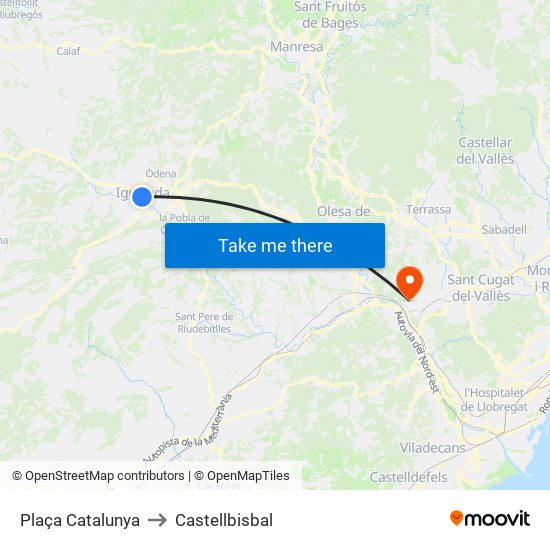 Plaça Catalunya to Castellbisbal map