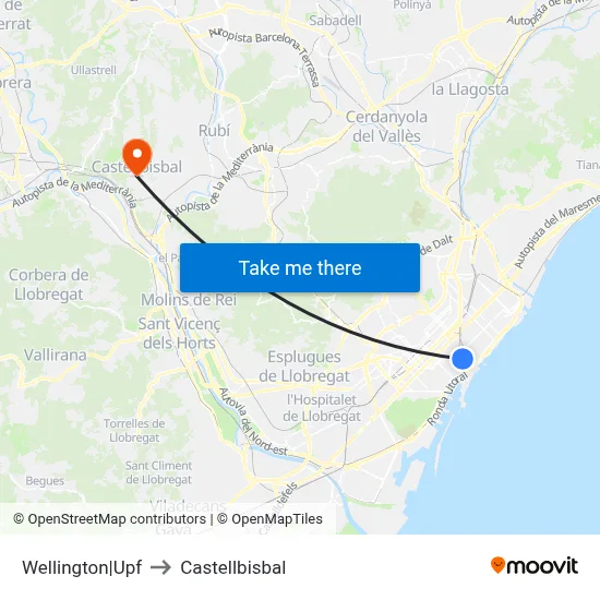 Wellington|Upf to Castellbisbal map