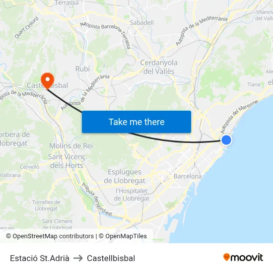 Estació St.Adrià to Castellbisbal map