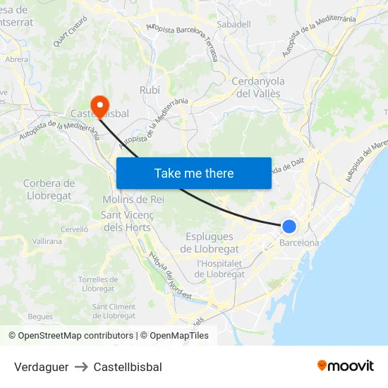 Verdaguer to Castellbisbal map