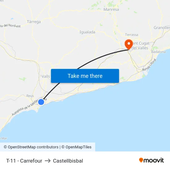 T-11 - Carrefour to Castellbisbal map