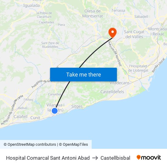 Hospital Comarcal Sant Antoni Abad to Castellbisbal map